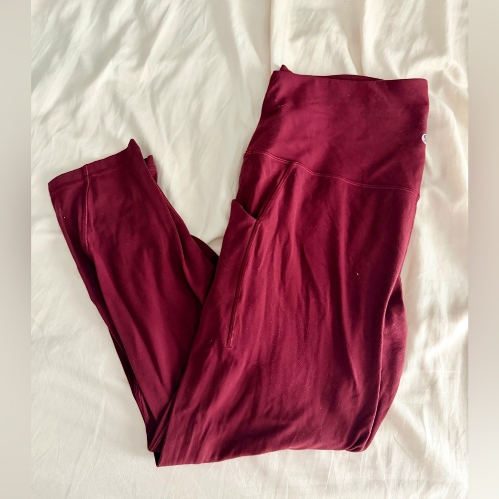 Lululemon maroon red align leggings with pockets size 16